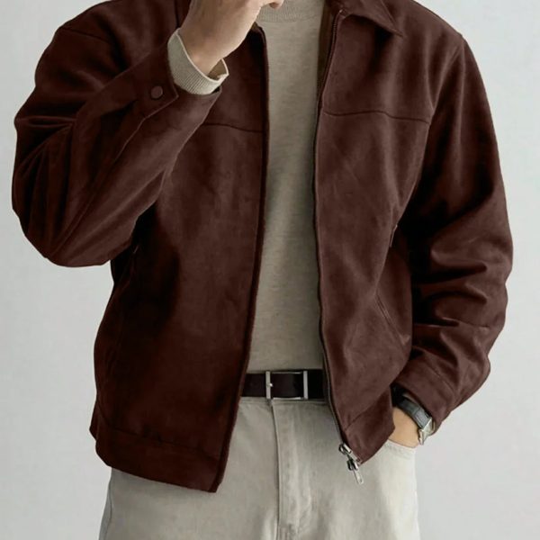 Men Brown Button Down Full Sleeve Jacket