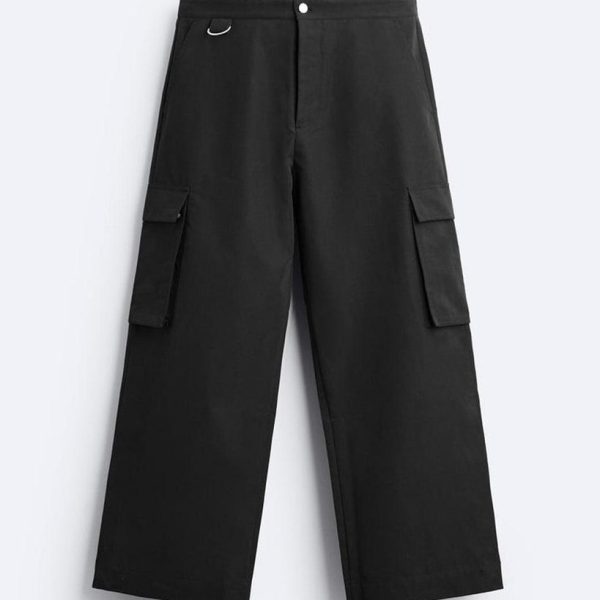 Men Wide Fit Black Cargo Trouser