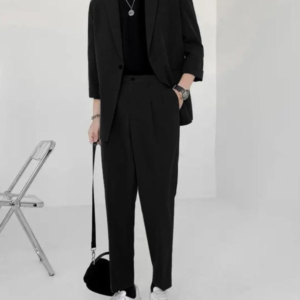 Slim Fit Suit Set for Men In Black