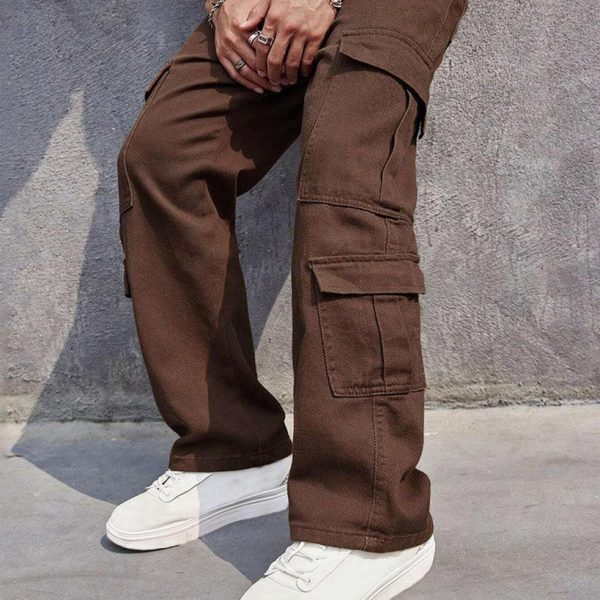 Men Flap Pocket Cargo Trouser In Brown