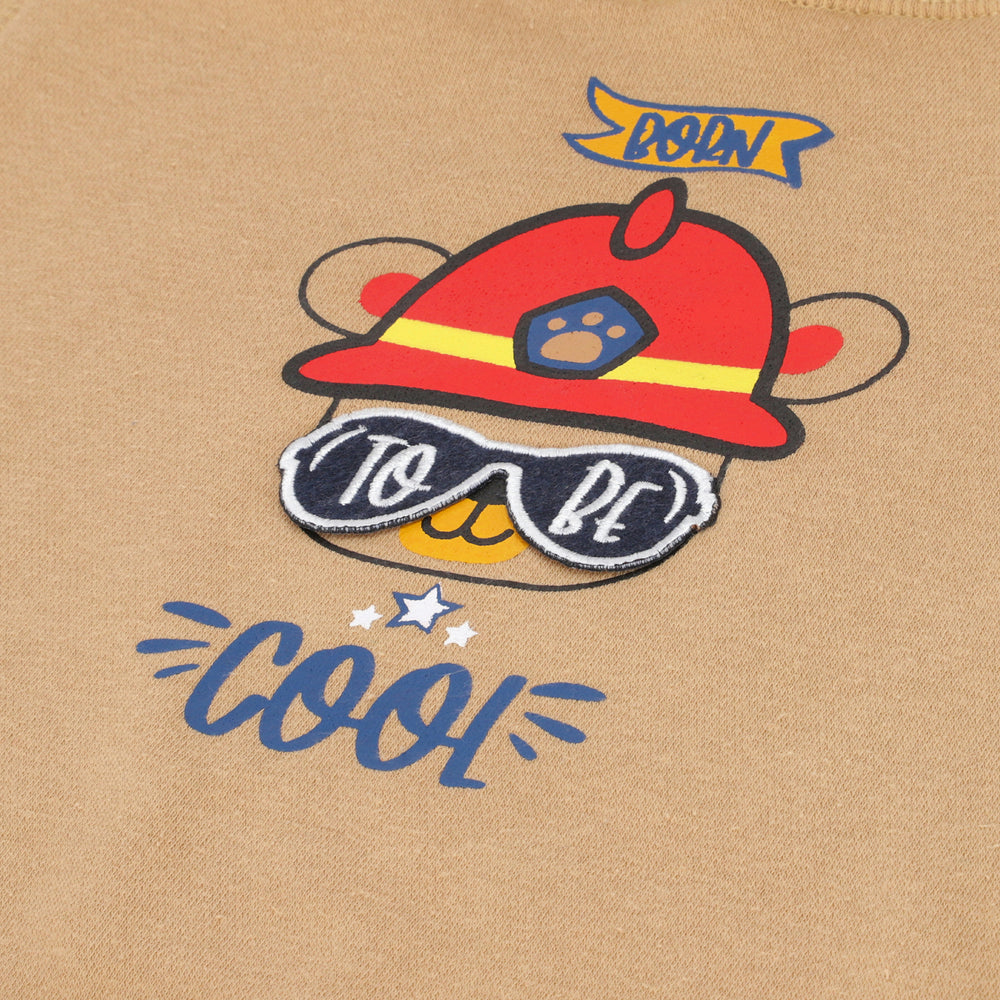 FH220823-35_2.jpg Pull-Over Hoodie FN-03566 | Brown Solid Print "Born to Be Cool" Baby & Kids Clothing - Image 1