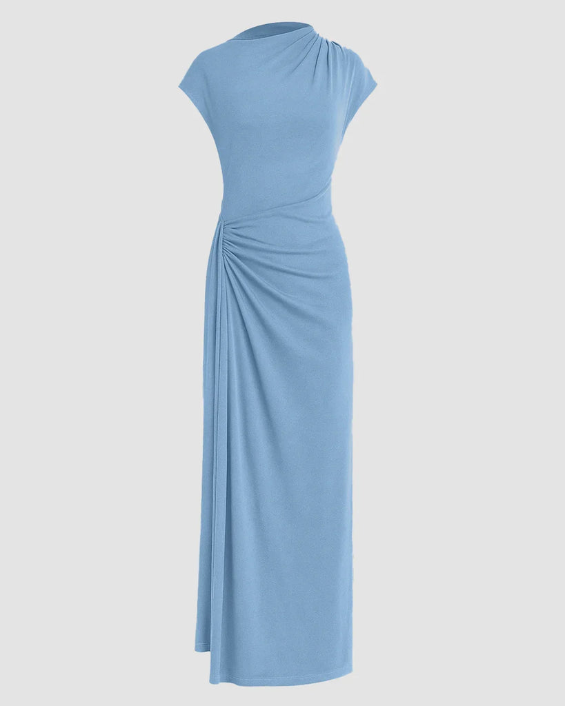 High_Neck_Solid_Twist_Ruched_Split_Maxi_Dress_In_Powder_Blue_1024x1024.jpg High Neck Solid Twist Ruched Split Maxi Dress In Powder Blue - Image 1