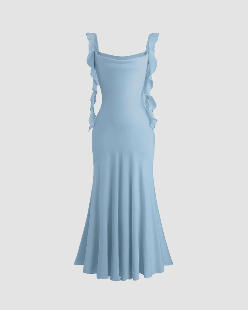 Light_Blue_Ruffle_Strap_Fishtail_Midi_Dress_1024x1024.jpg Light Blue Ruffle Strap Fishtail Midi Dress - Image 1