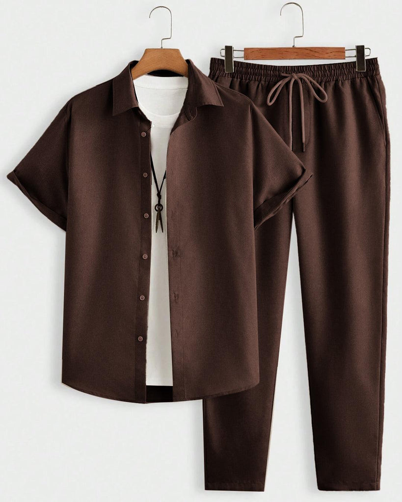 a5aa10b40ee07156345905a1b2e2a8d1_1024x1024.jpg Men Vacation Solid Color Casual Shirt And Long Pants Set In Coco Brown - Image 1