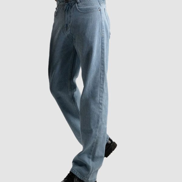 Men Loose Fit Mid Rise Light Blue Jeans