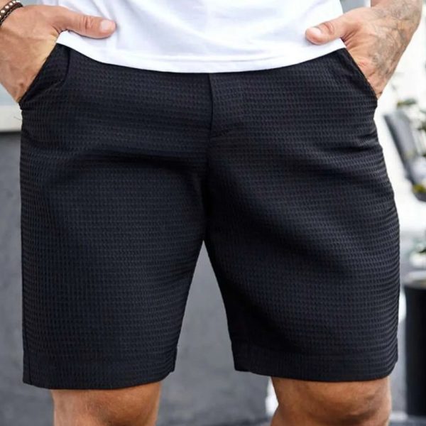 Men Black Pocketed Knit Casual Shorts