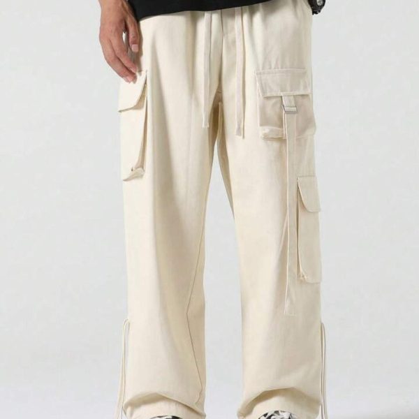 Men Strapped Multi Pocket Parachute Cargo Pants