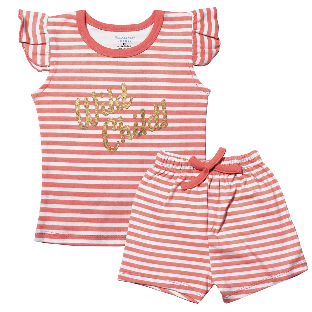 wildchildpink.jpg 2PC Shirt & Shorts Set - Comfortable and Stylish Summer Outfit (FG-3001) - Image 1